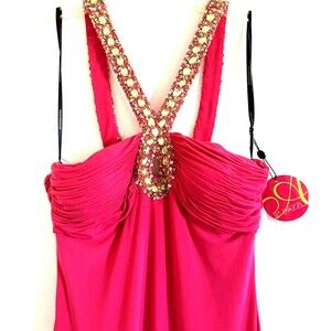 B' DAZZLE 6 Lipstick Pink Long Formal Rhinestone Mermaid Dress ALYCE PARIS 35447